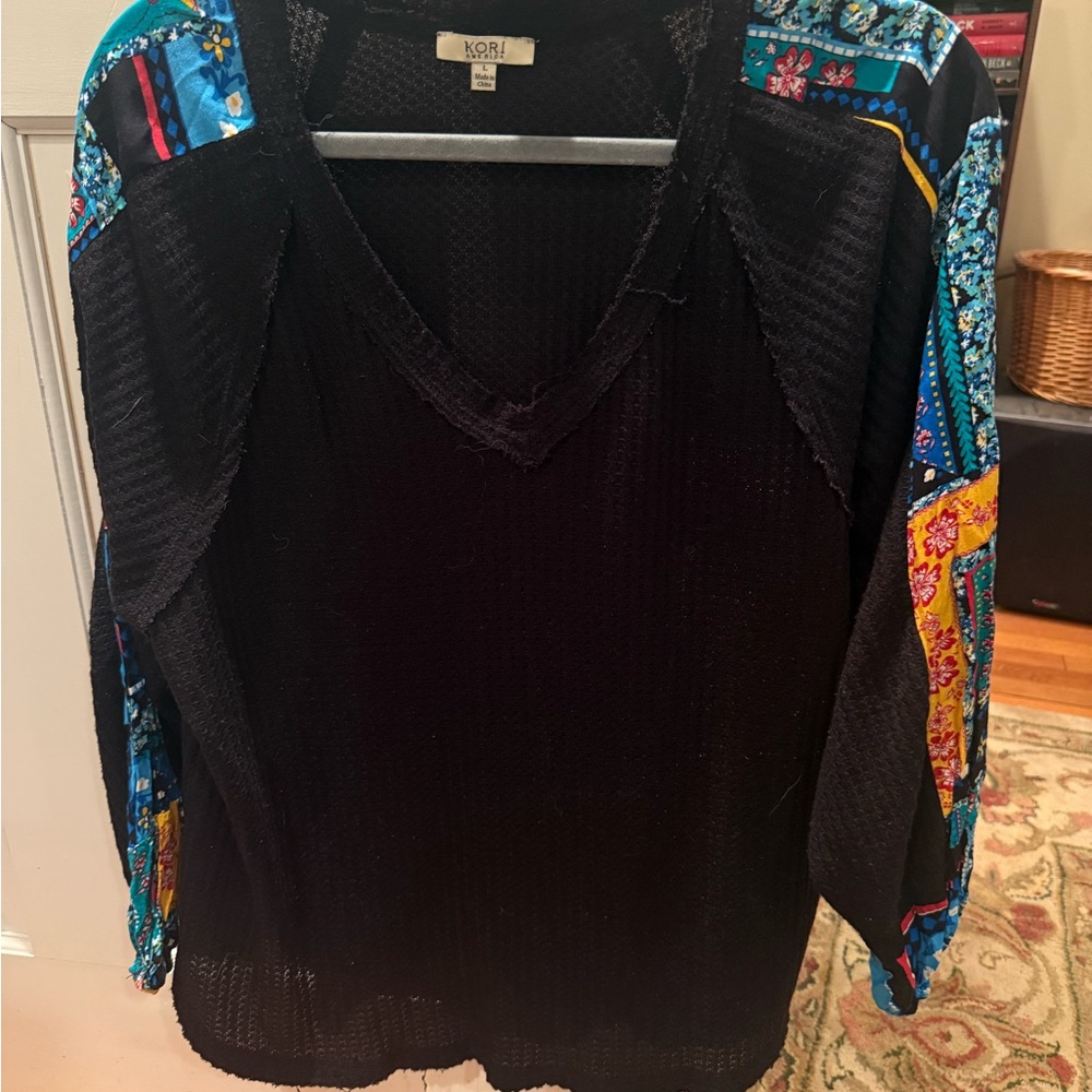 Kori Black Knit V-Neck Sweater